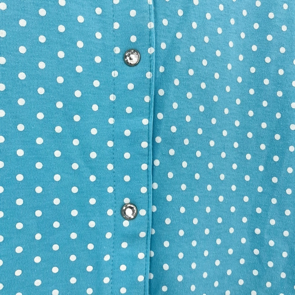 Quacker Factory Blue Polka Dot Buttoned Knit Top … - image 5